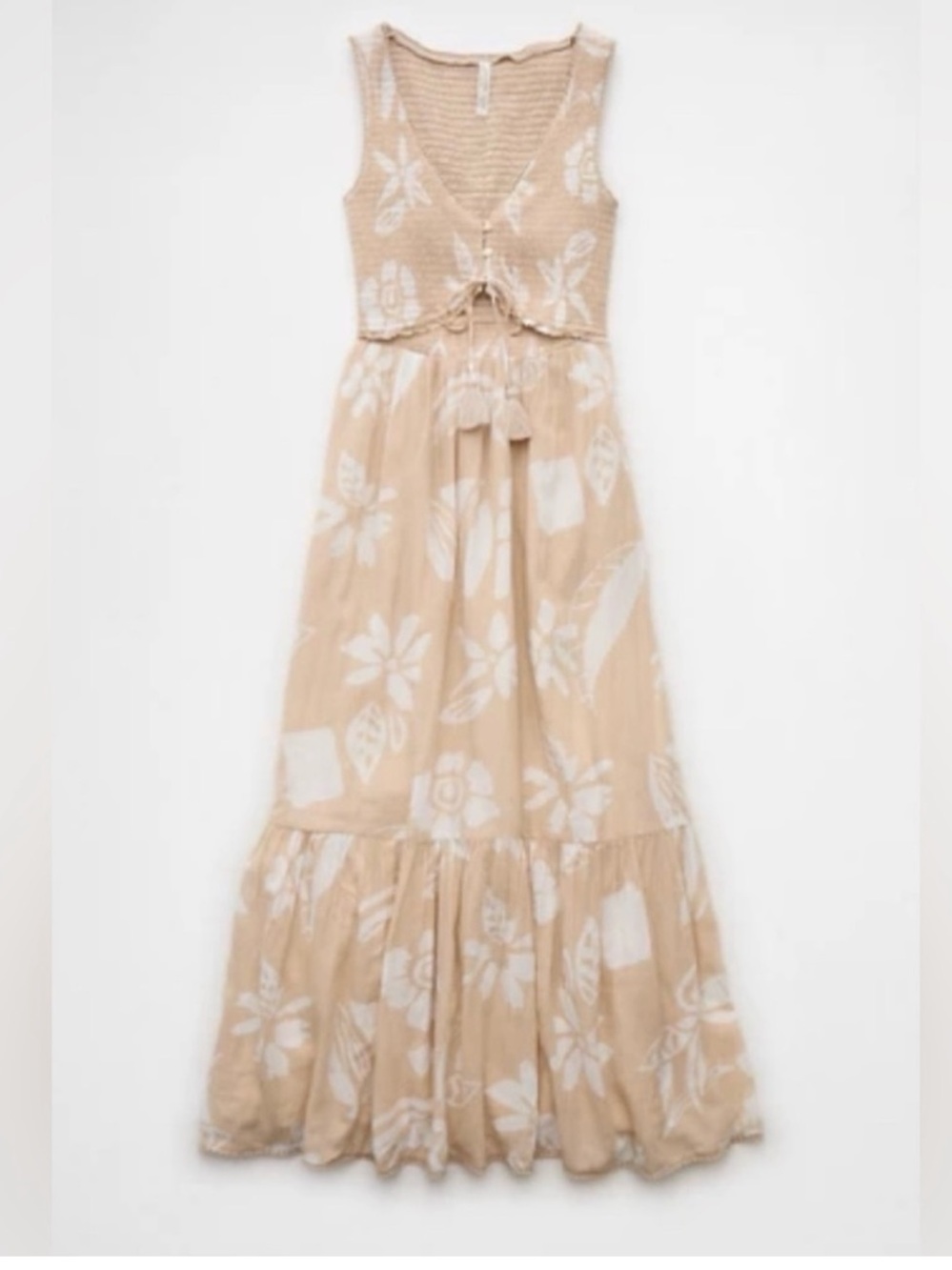 NWT American Eagle V-Neck Cut-Out Midi Dress XS Tan